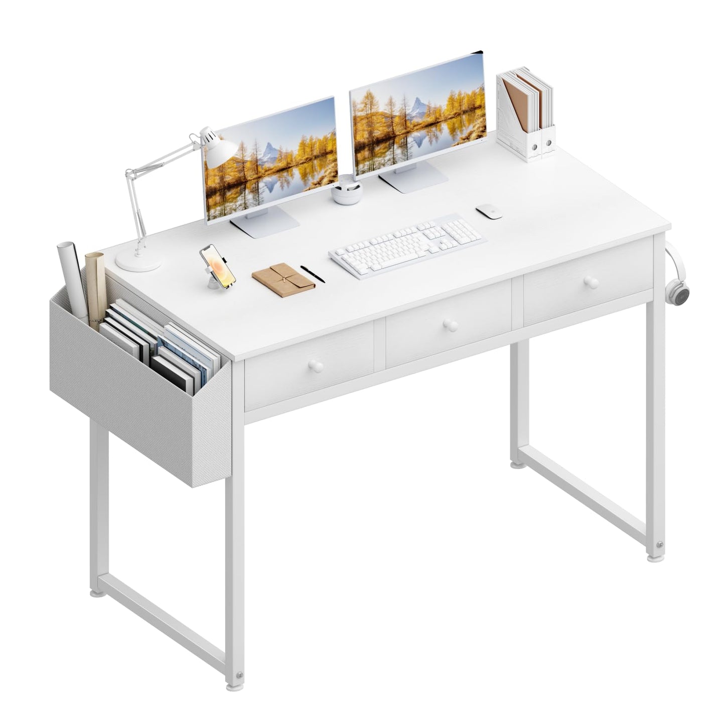 Computer Desk with Drawers and Storage Bag