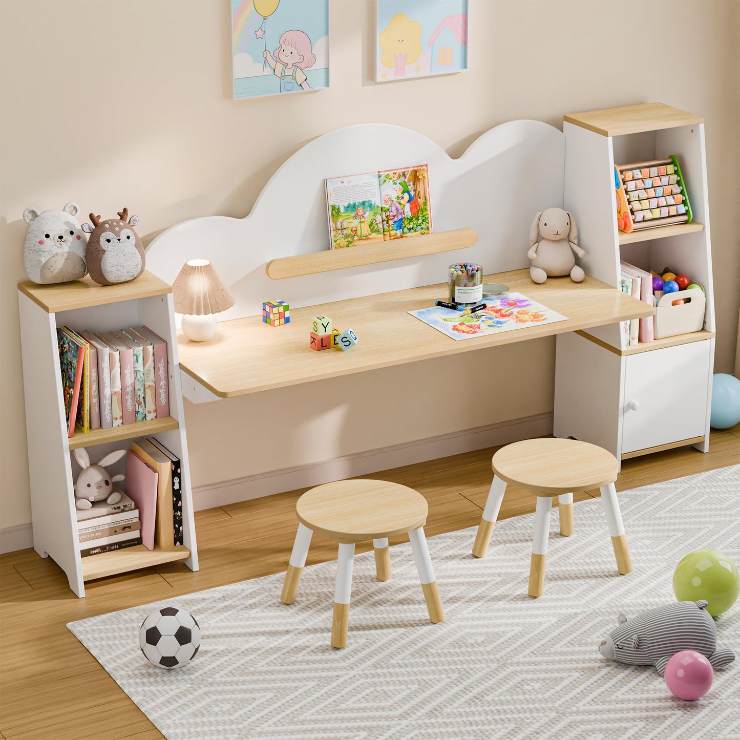 Kids Writing Desk with Storage Shelf