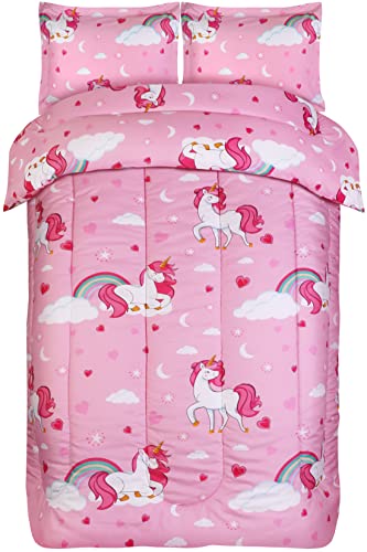 Unicorn Comforter Set with Pillowcases for Kids