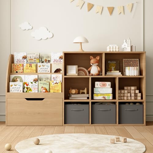 Kids Toy Storage Organizer with Bookshelf & Drawers