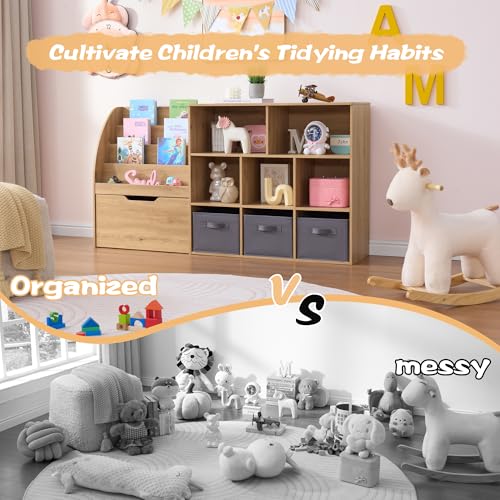 Kids Toy Storage Organizer with Bookshelf & Drawers