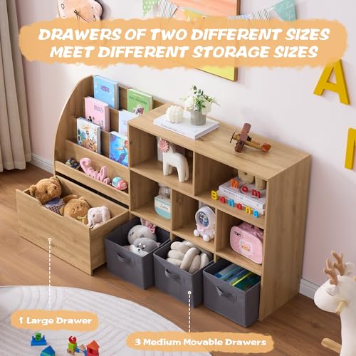 Kids Toy Storage Organizer with Bookshelf & Drawers