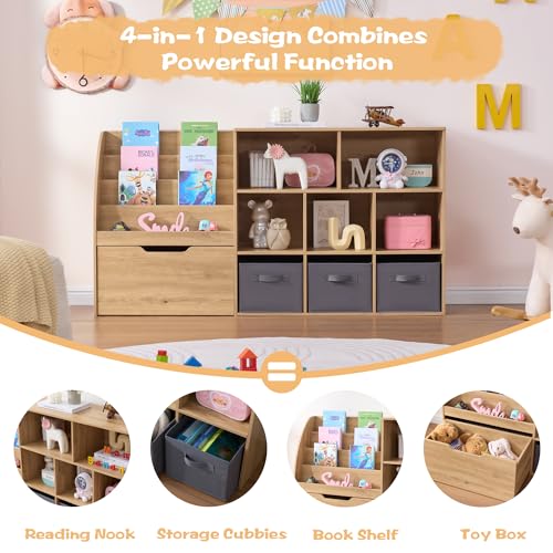 Kids Toy Storage Organizer with Bookshelf & Drawers