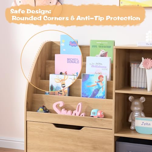 Kids Toy Storage Organizer with Bookshelf & Drawers