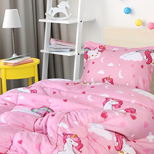 Unicorn Comforter Set with Pillowcases for Kids