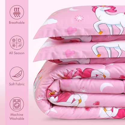 Unicorn Comforter Set with Pillowcases for Kids