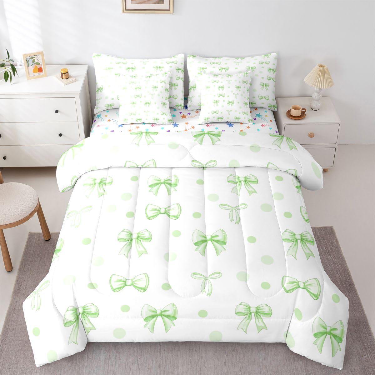 Pink Bow Bedding Set for Girls and Kids