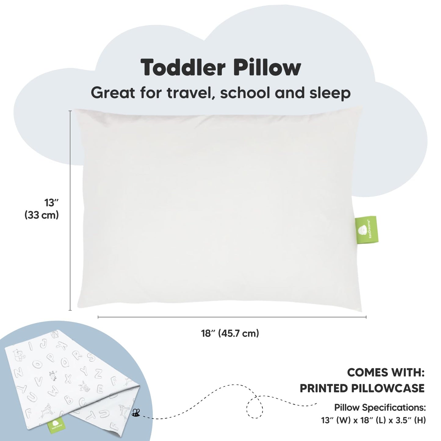 Organic Cotton Toddler Pillow with Pillowcase