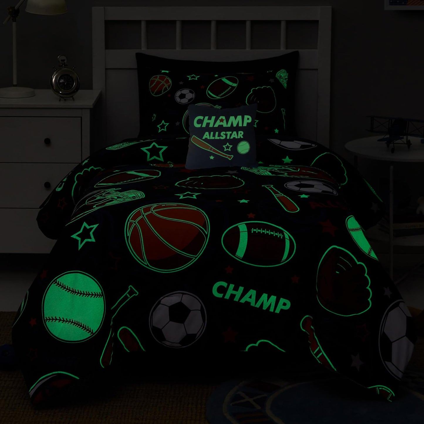 Glow-in-the-Dark Space Comforter Bedding Set