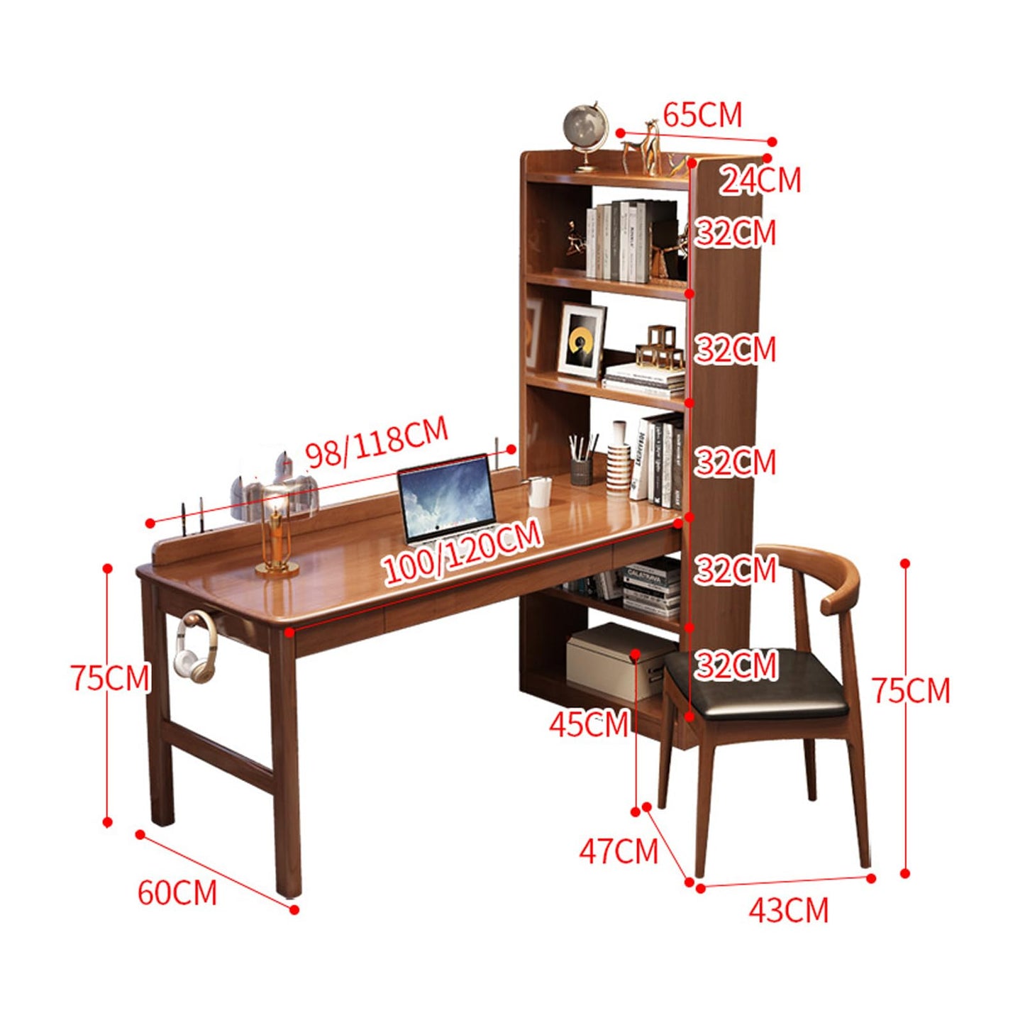 Kids Study Desk with Bookshelf and Storage