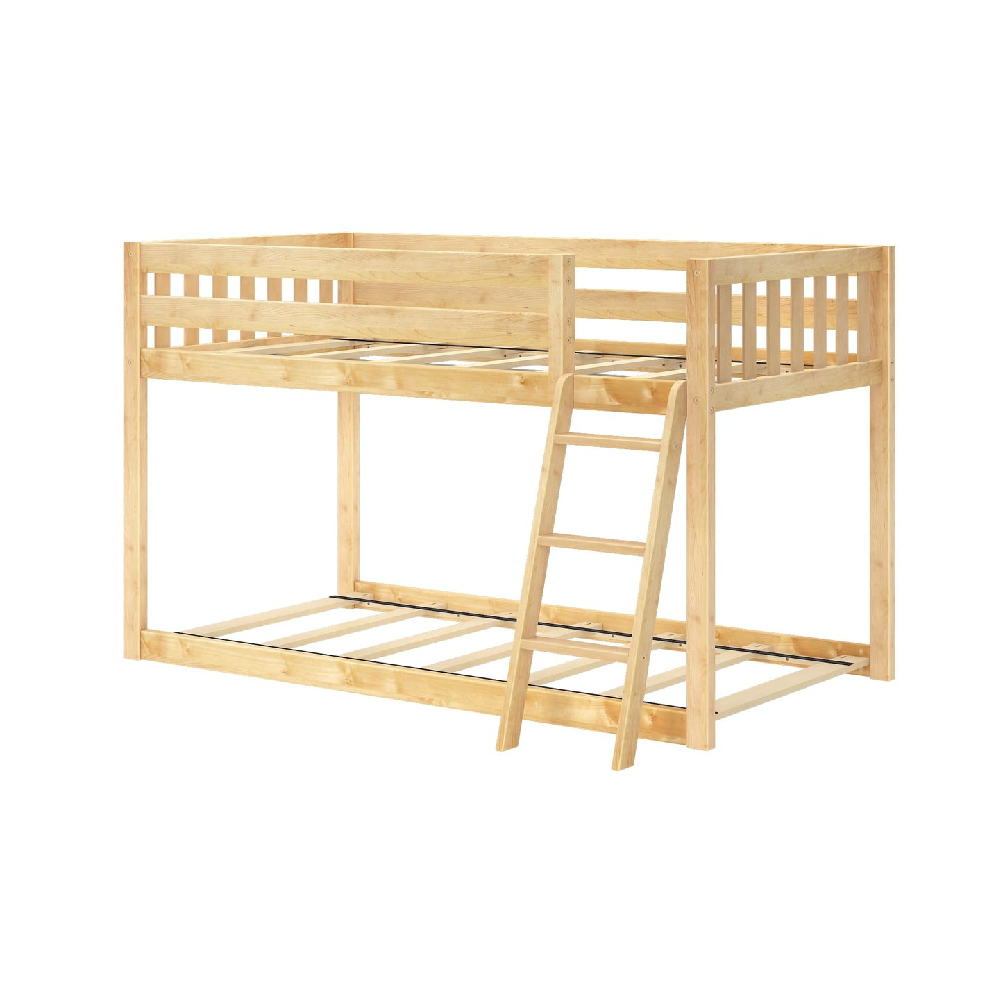 Twin Over Full Low Bunk Bed with Slide
