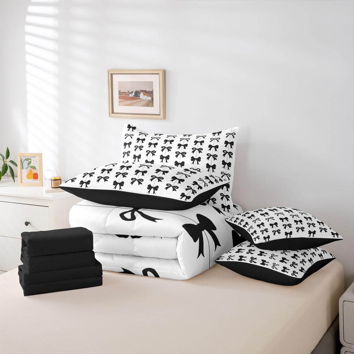 Pink Bow Bedding Set for Girls and Kids