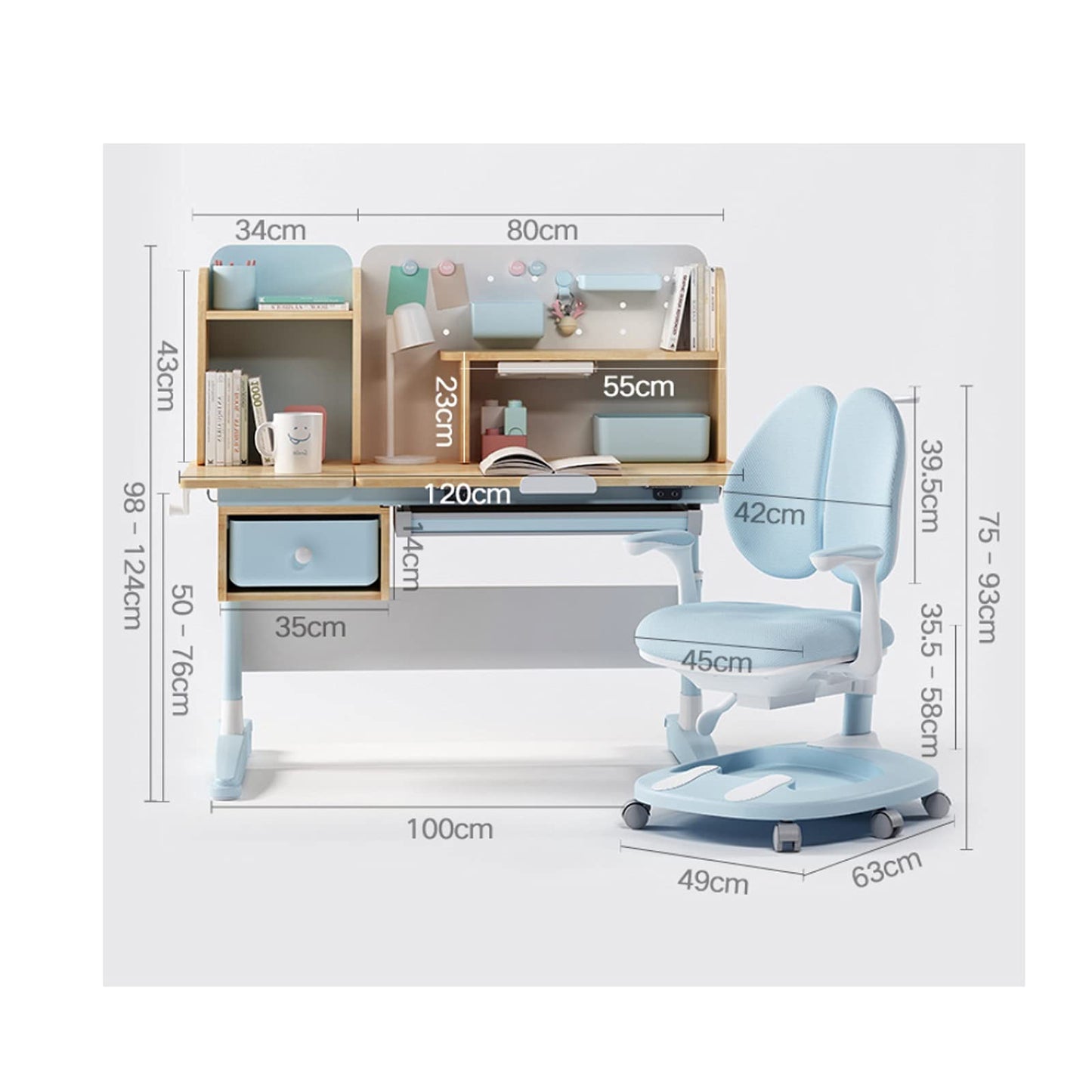 Kids Adjustable Study Desk and Chair Set