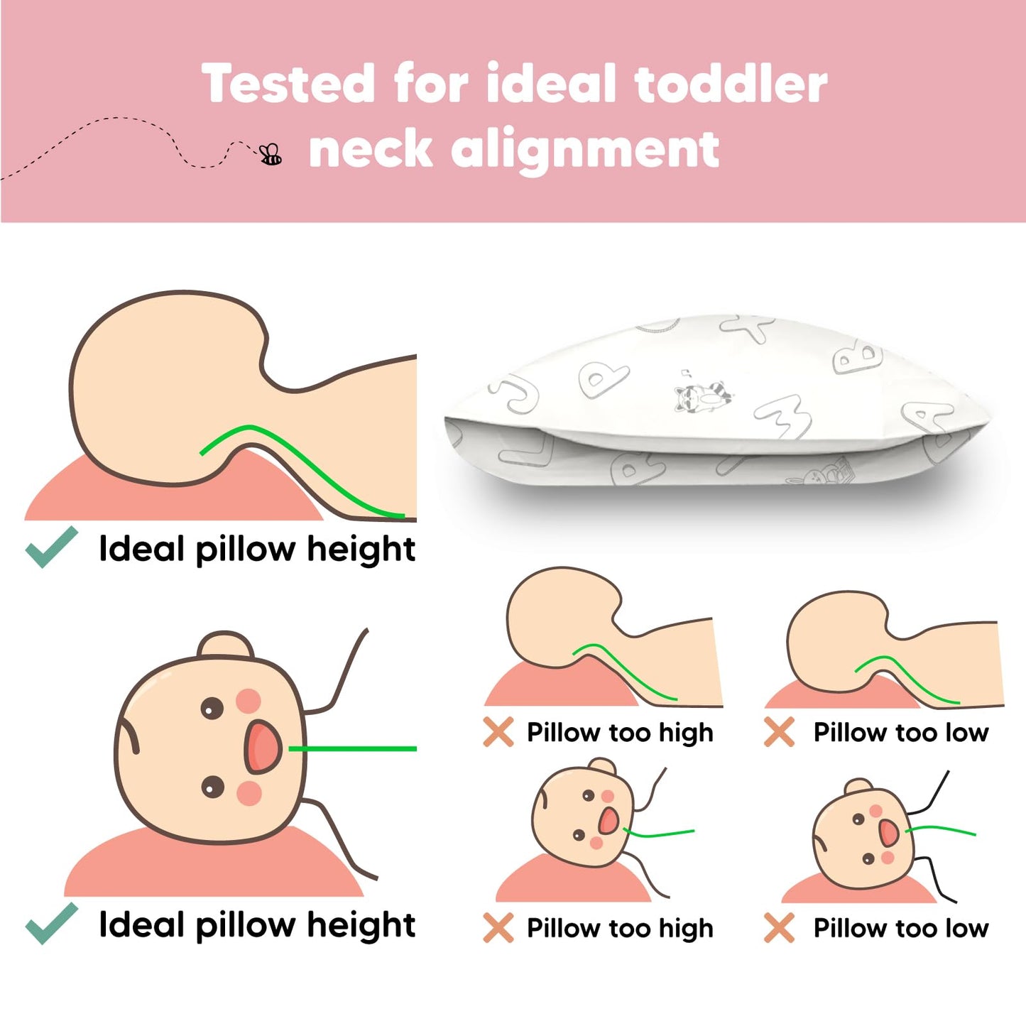 Organic Cotton Toddler Pillow with Pillowcase