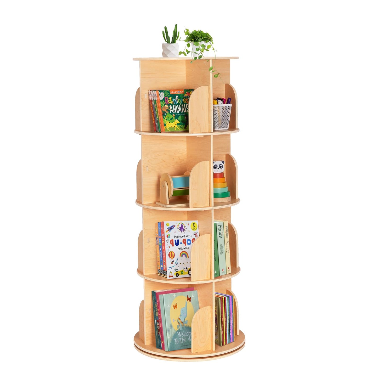 Rotating Bookshelf Tower for Kids Rooms
