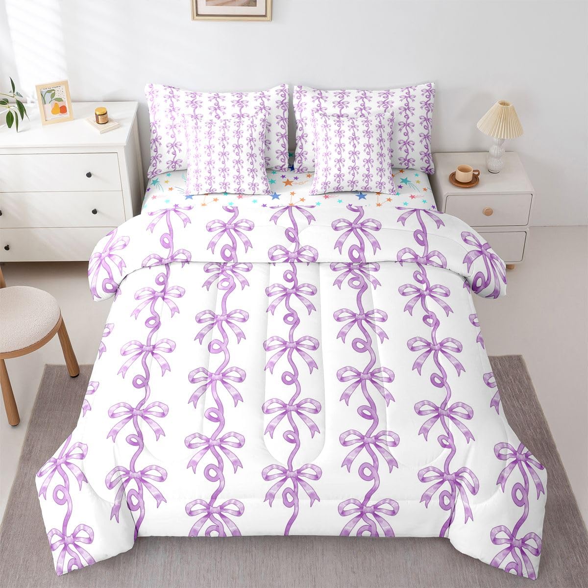 Pink Bow Bedding Set for Girls and Kids