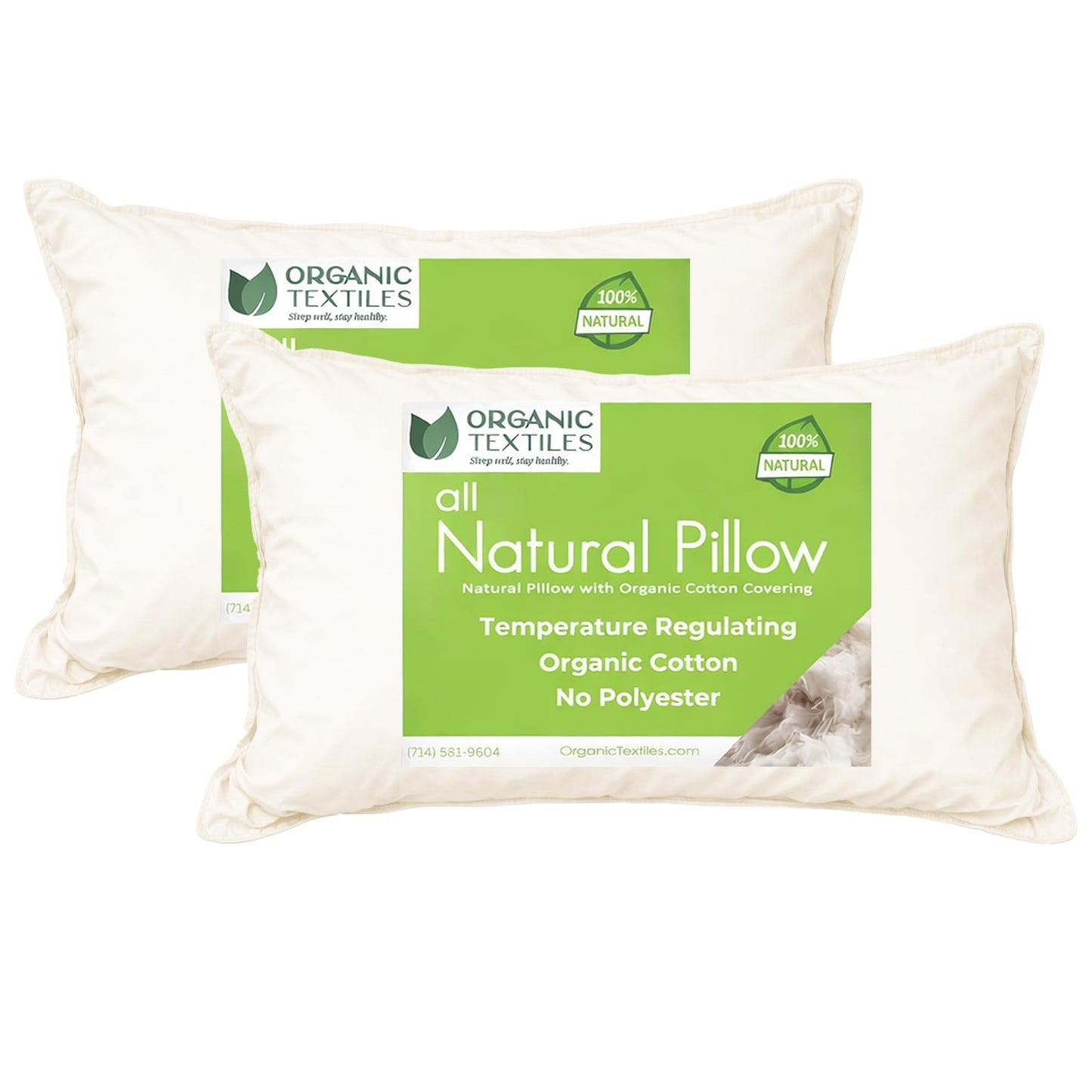 Organic Cotton Bed Pillow with Certified Cover