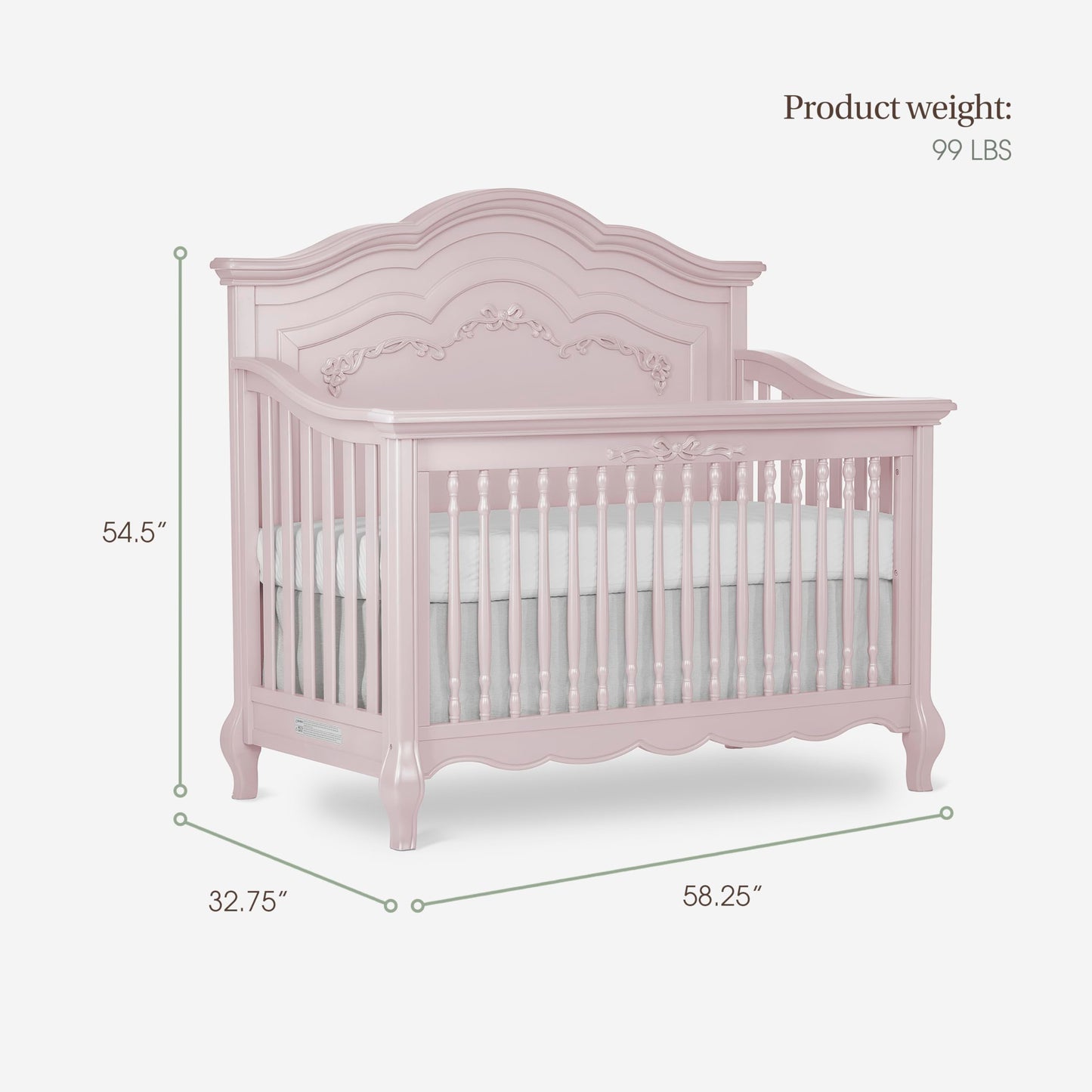 Convertible 5-in-1 Nursery Crib with Panel Headboard