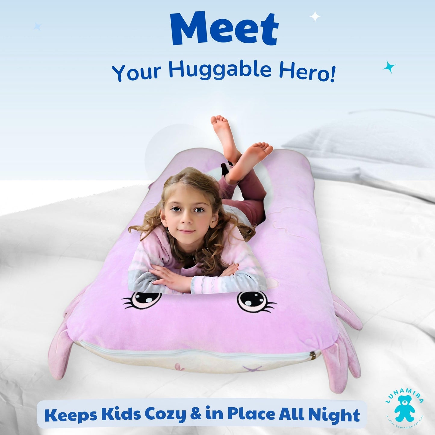 LUNAMIRA Kids Body Pillow for Children