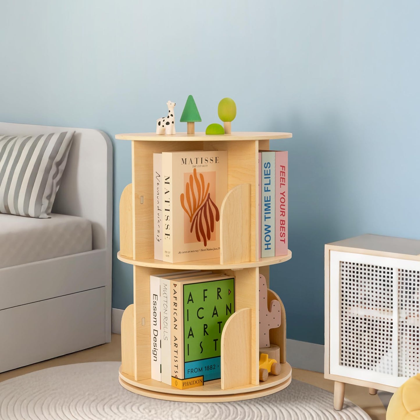 Rotating Bookshelf Tower for Kids Rooms