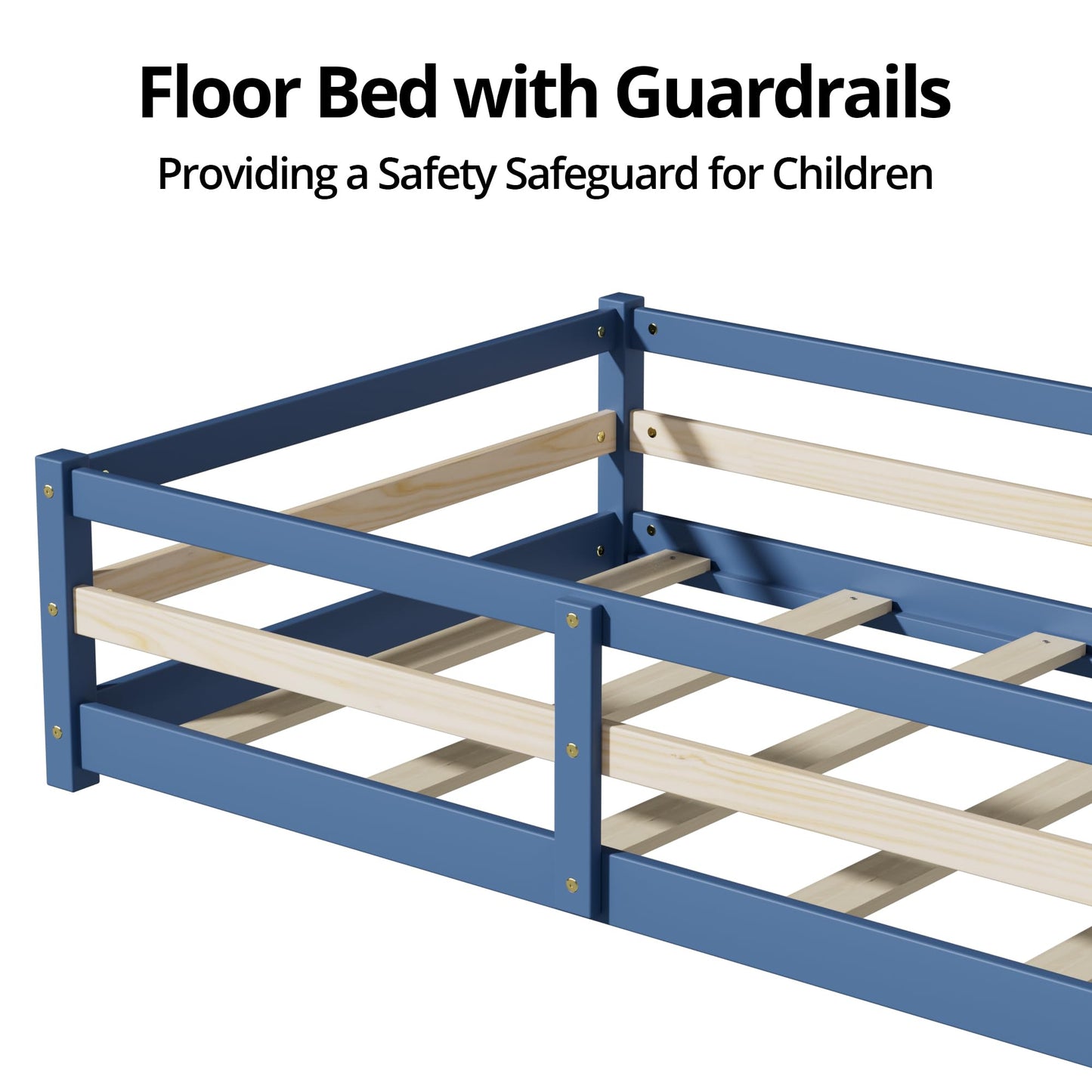 Montessori Floor Bed with Safety Rails