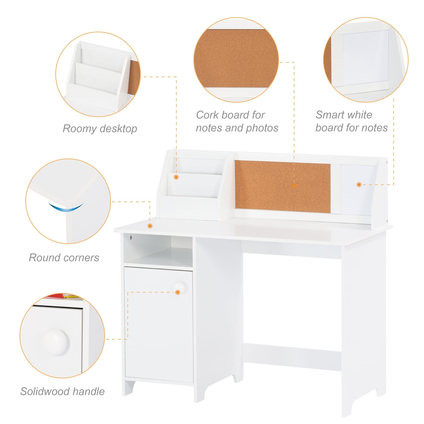 Kids Study Desk and Chair Set with Hutch