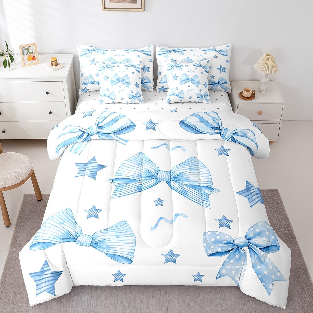 Pink Bow Bedding Set for Girls and Kids
