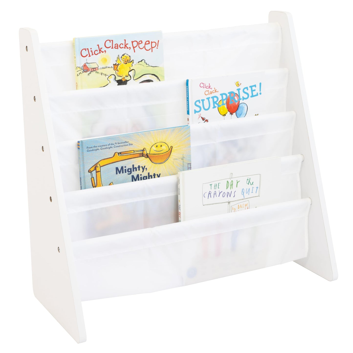 4-Tier Kids Bookshelf with Deep Sling Pockets