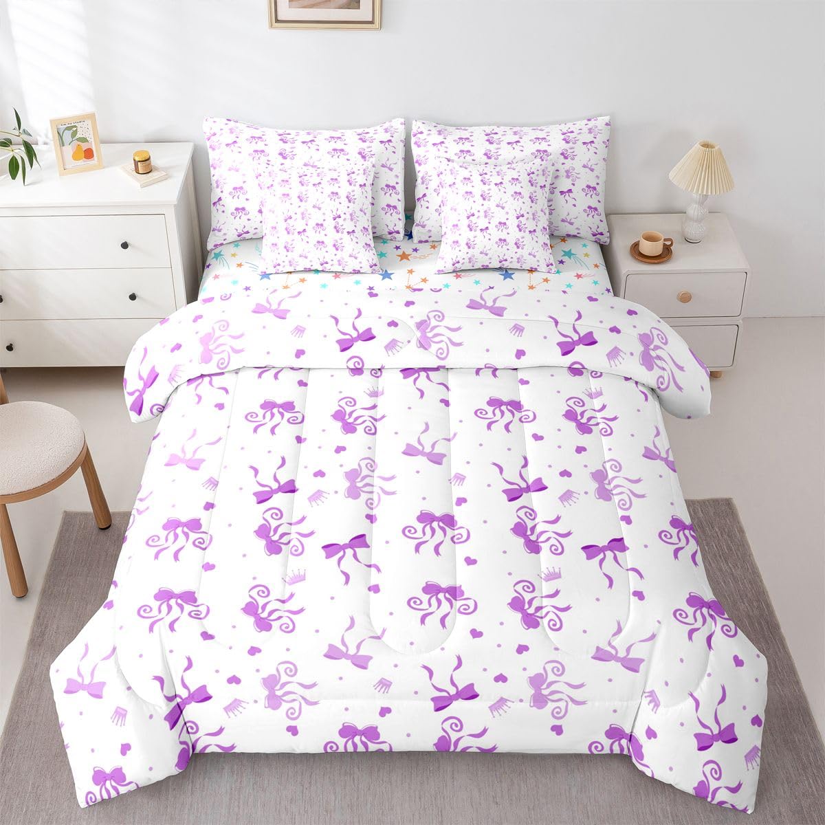 Pink Bow Bedding Set for Girls and Kids