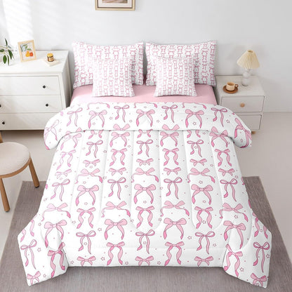 Pink Bow Bedding Set for Girls and Kids