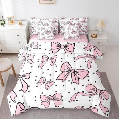 Pink Bow Bedding Set for Girls and Kids