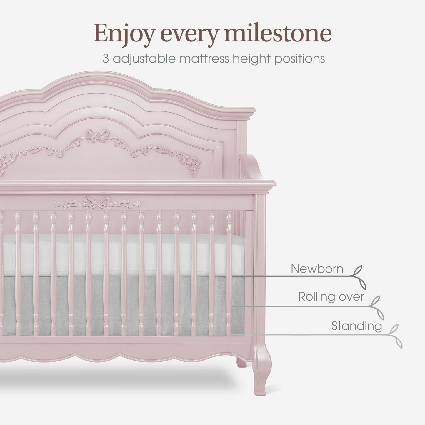 Convertible 5-in-1 Nursery Crib with Panel Headboard