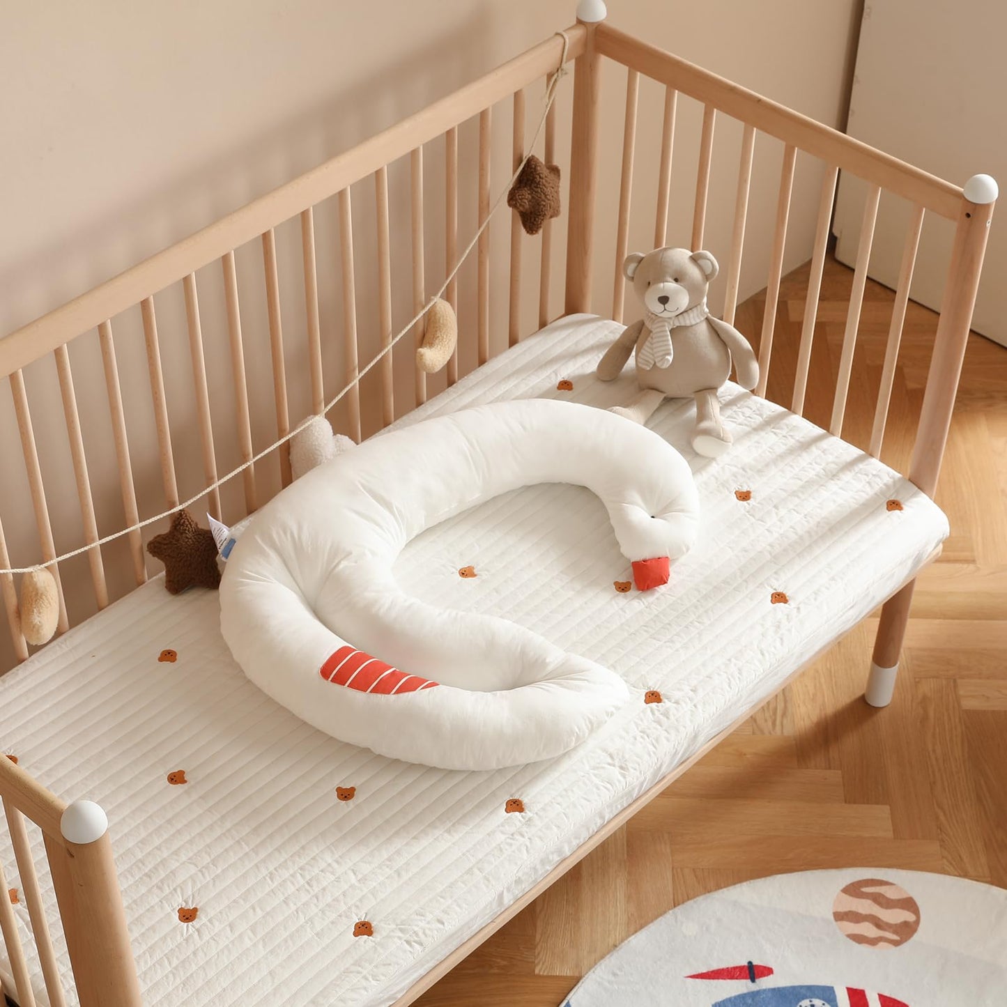 Soft Swan Body Pillow with Cotton Pillowcase