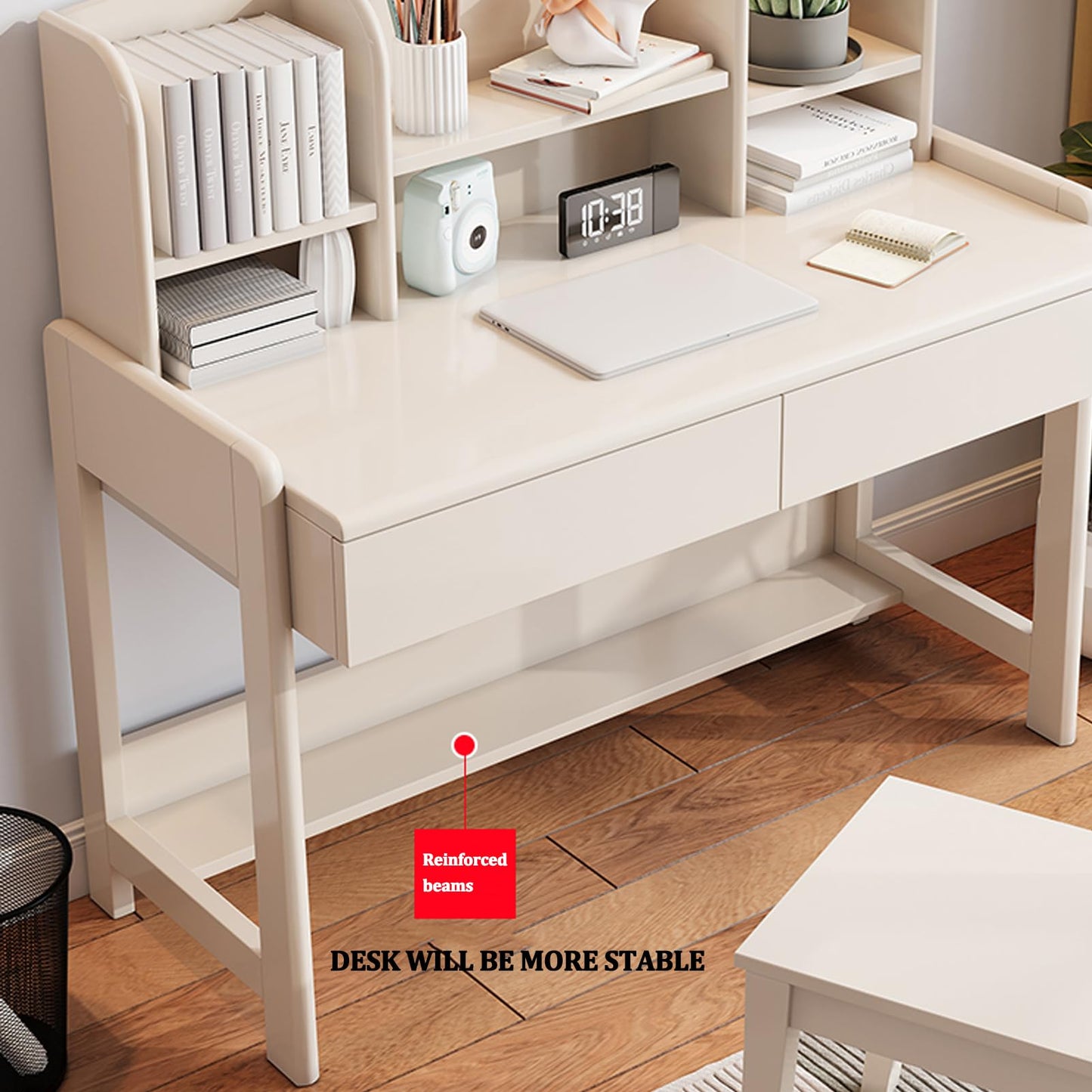 Solid Wood Kids Study Desk with Hutch & Drawer