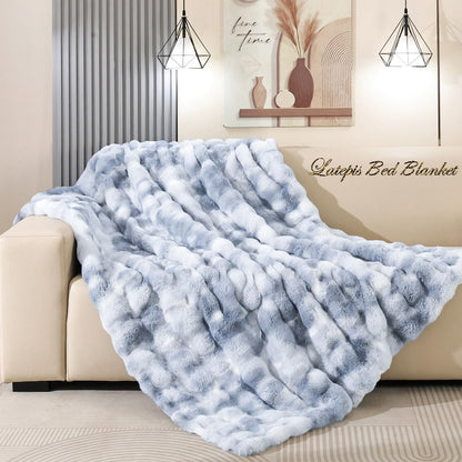 Luxury Faux Fur Bubble Blanket for Bed & Couch