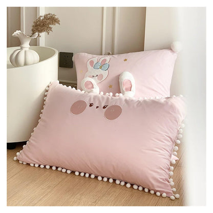 Pink Rabbit Moon Cotton Bedding Set for Kids