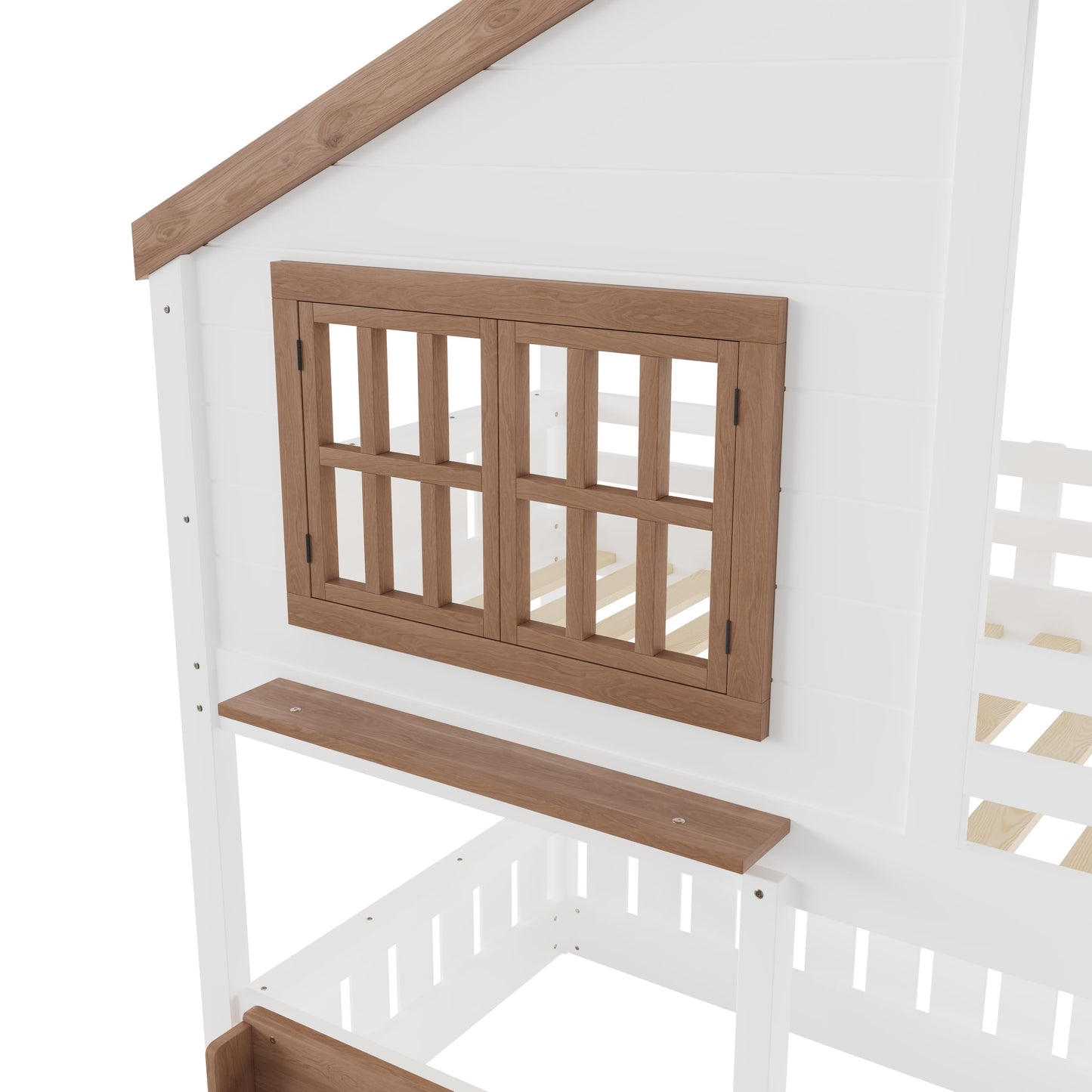 Twin House Bunk Bed with Storage Box