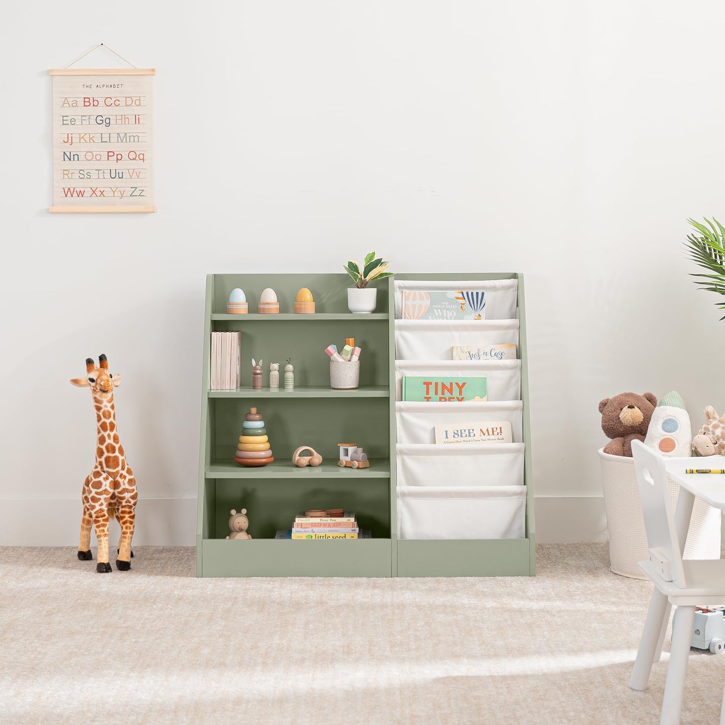 Montessori Kids Bookshelf with Easy-Access Storage