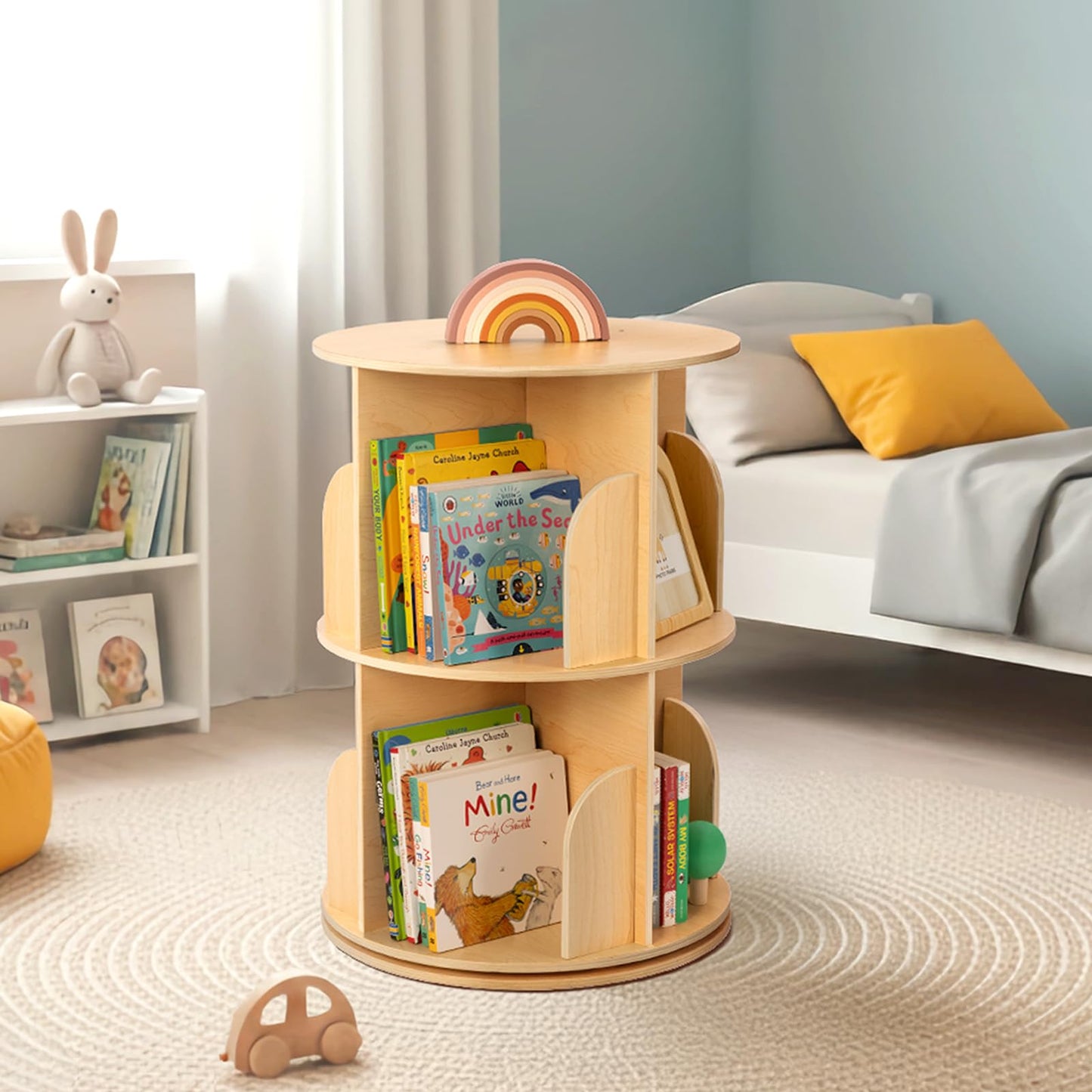 Rotating Bookshelf Tower for Kids Rooms