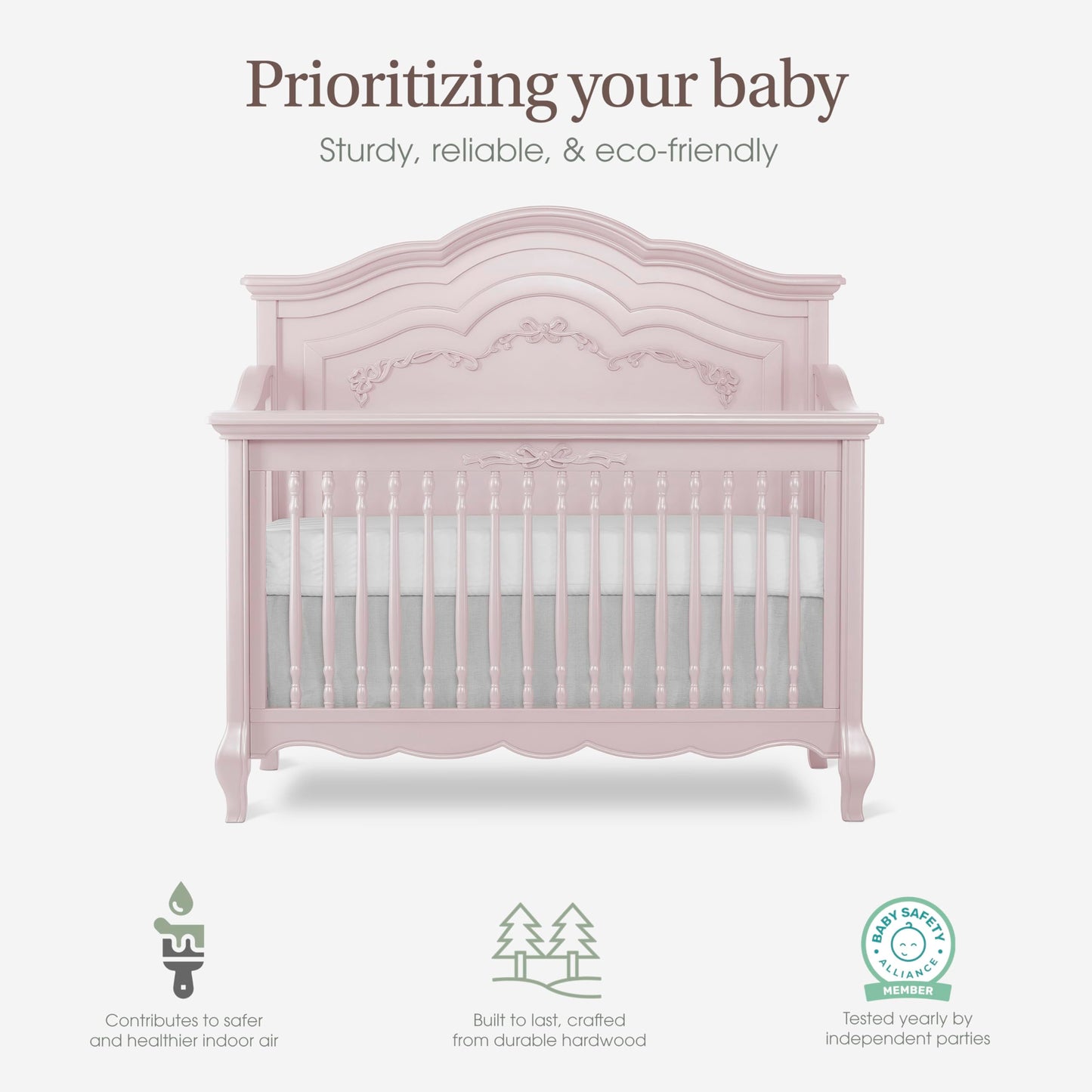 Convertible 5-in-1 Nursery Crib with Panel Headboard