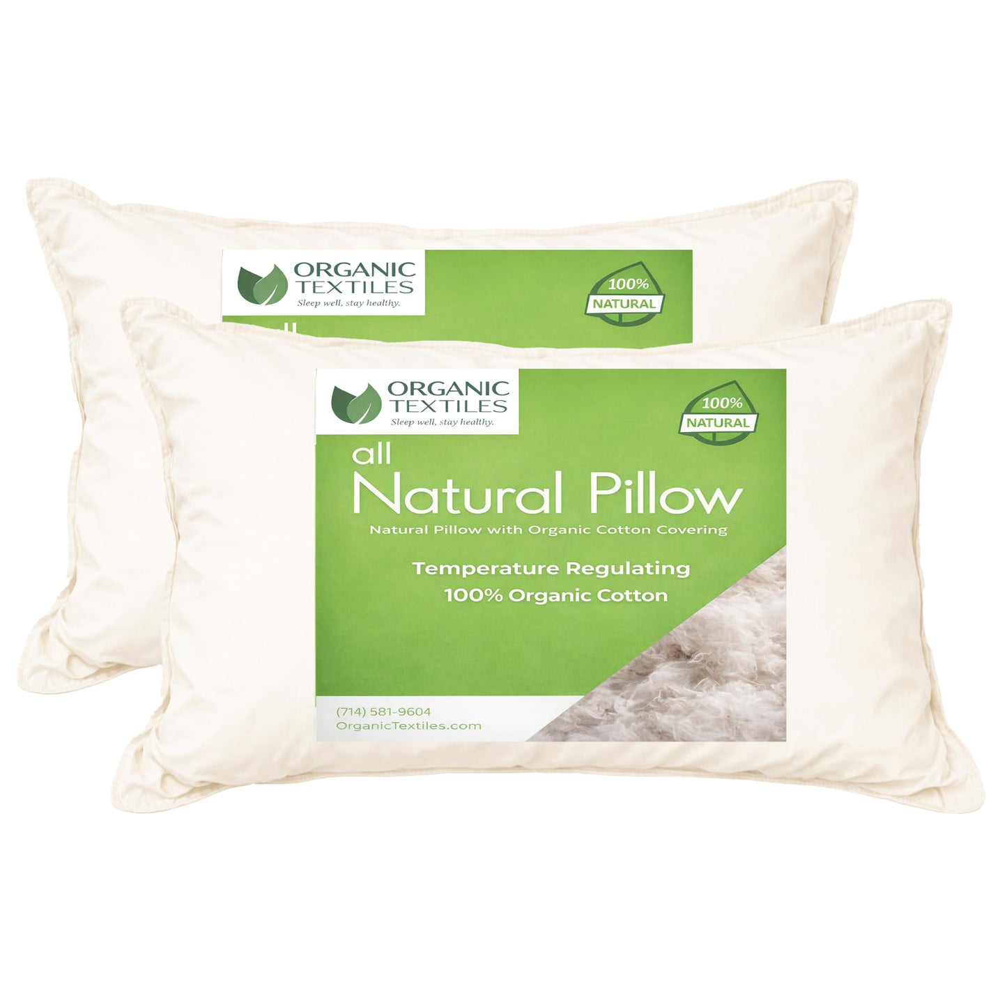 Organic Cotton Bed Pillow with Certified Cover