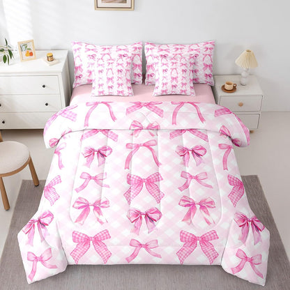 Pink Bow Bedding Set for Girls and Kids