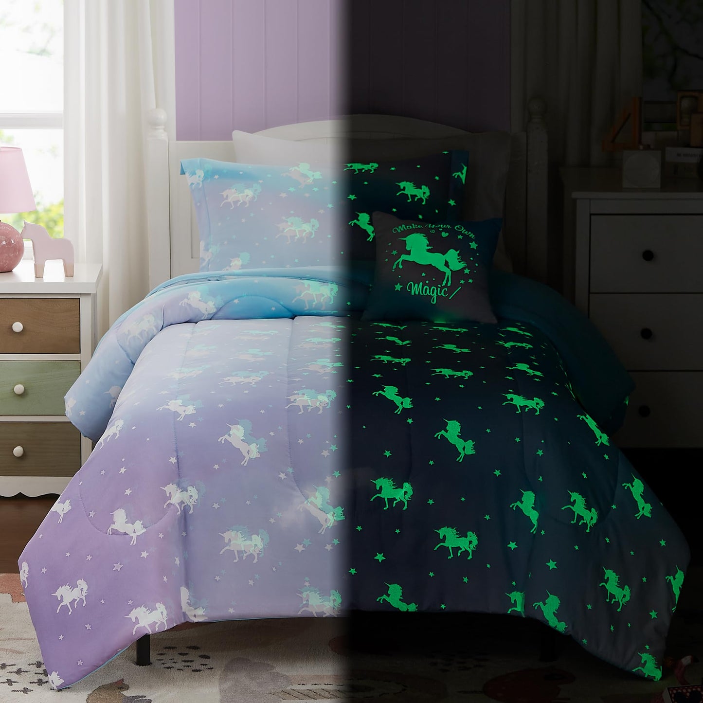 Glow-in-the-Dark Space Comforter Bedding Set