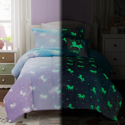 Glow-in-the-Dark Space Comforter Bedding Set