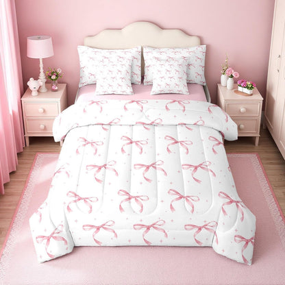 Pink Bow Bedding Set for Girls and Kids