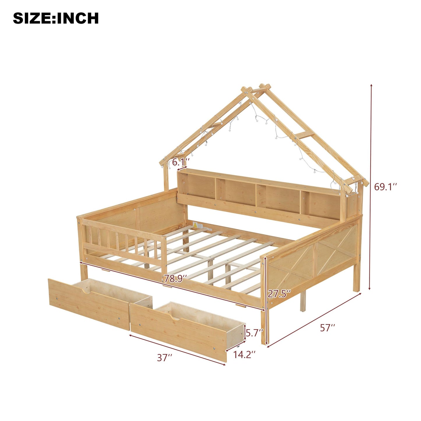 Boucle Upholstered Platform Bed with Headboard