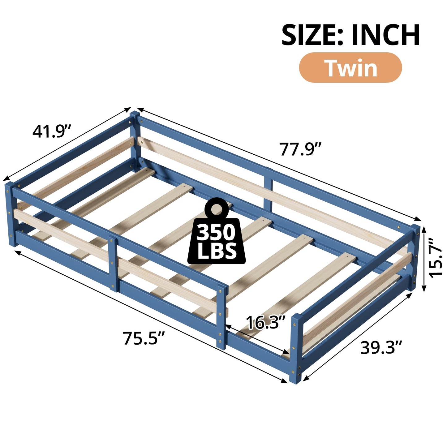 Montessori Floor Bed with Safety Rails