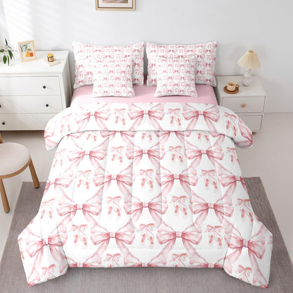 Pink Bow Bedding Set for Girls and Kids