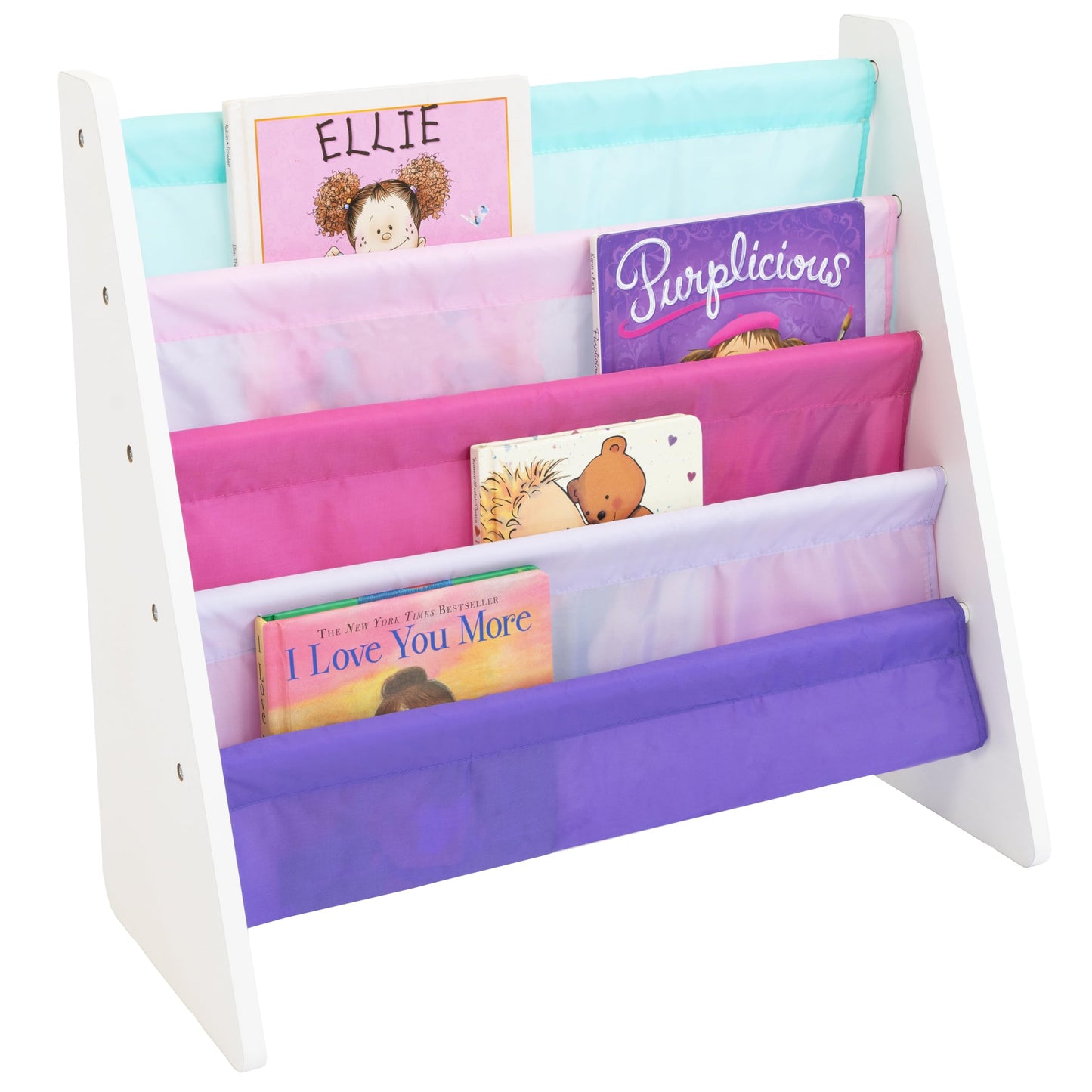4-Tier Kids Bookshelf with Deep Sling Pockets