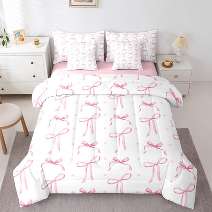 Pink Bow Bedding Set for Girls and Kids